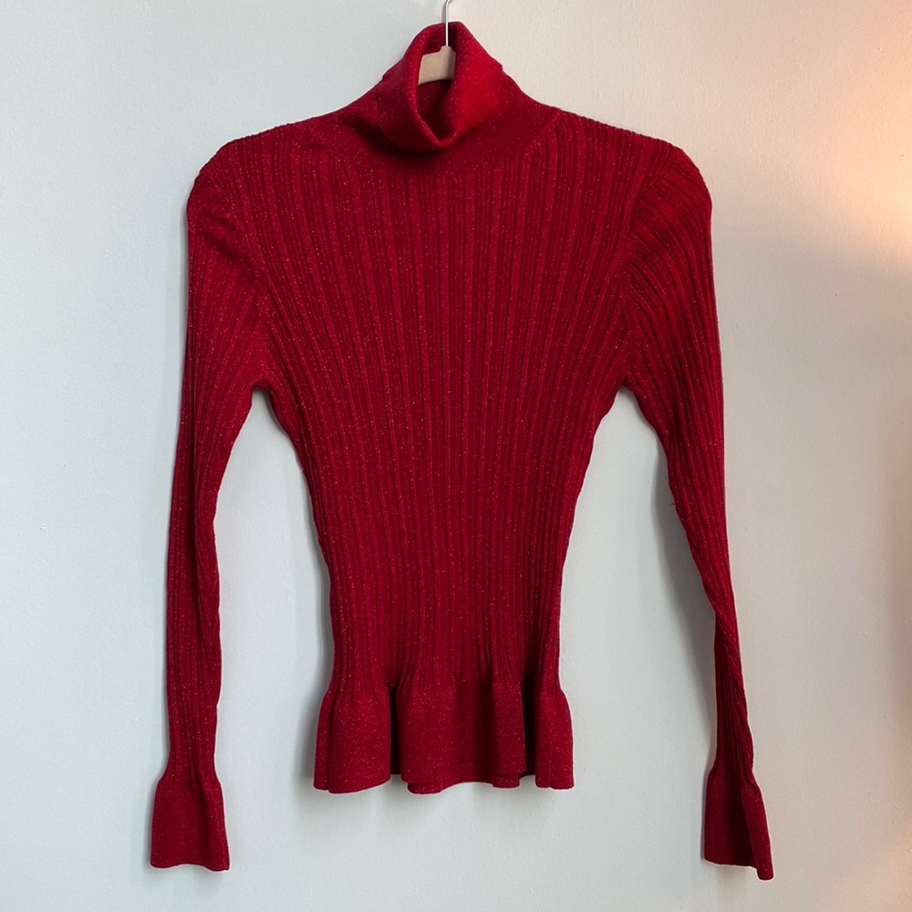 Sparkly Red Worthington Turtleneck Size Medium